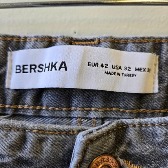 Bershka Gray High-Waist Baggy Skater Jeans For Women Size 32 - Picture 5 of 14